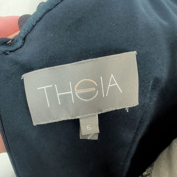 Theia Blue 3D Floral Gown Dress 6 Sleeveless - Picture 8 of 11